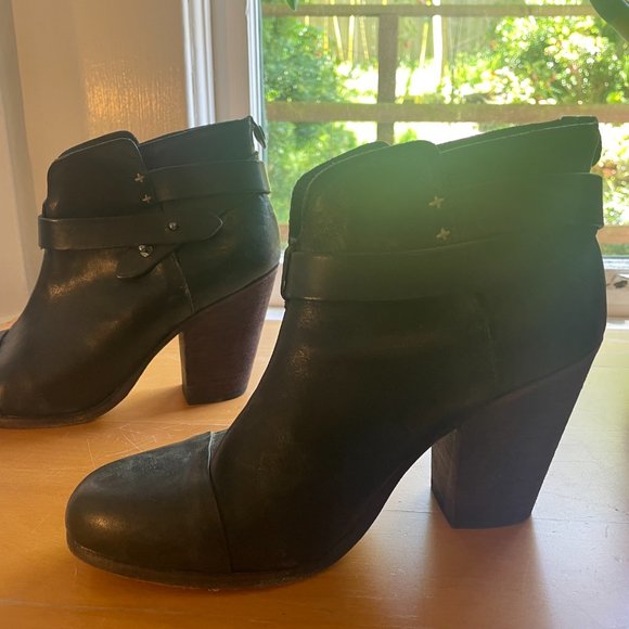 Rag & Bone Black Leather Harrow Ankle Boots - EU 39 - US 8.5 - Picture 7 of 10